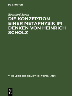 cover image of Die Konzeption einer Metaphysik im Denken von Heinrich Scholz